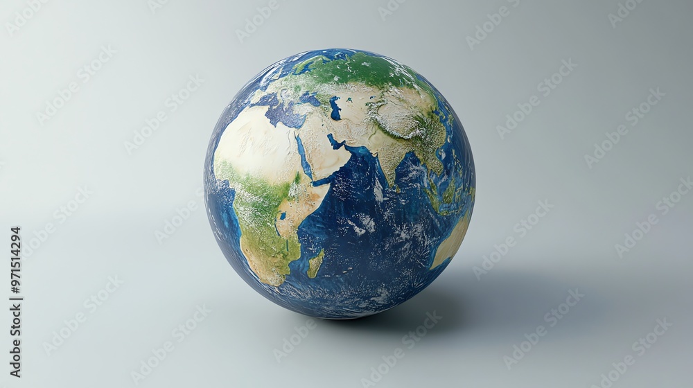 A 3D rendering of planet Earth, showing the continents and oceans in detail. A 3D rendering of planet Earth, showing the continents and oceans in detail.