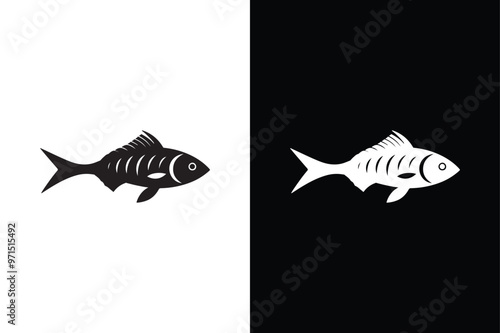 Aquatic Simplicity Elegant Fish Silhouettes in Black And White.