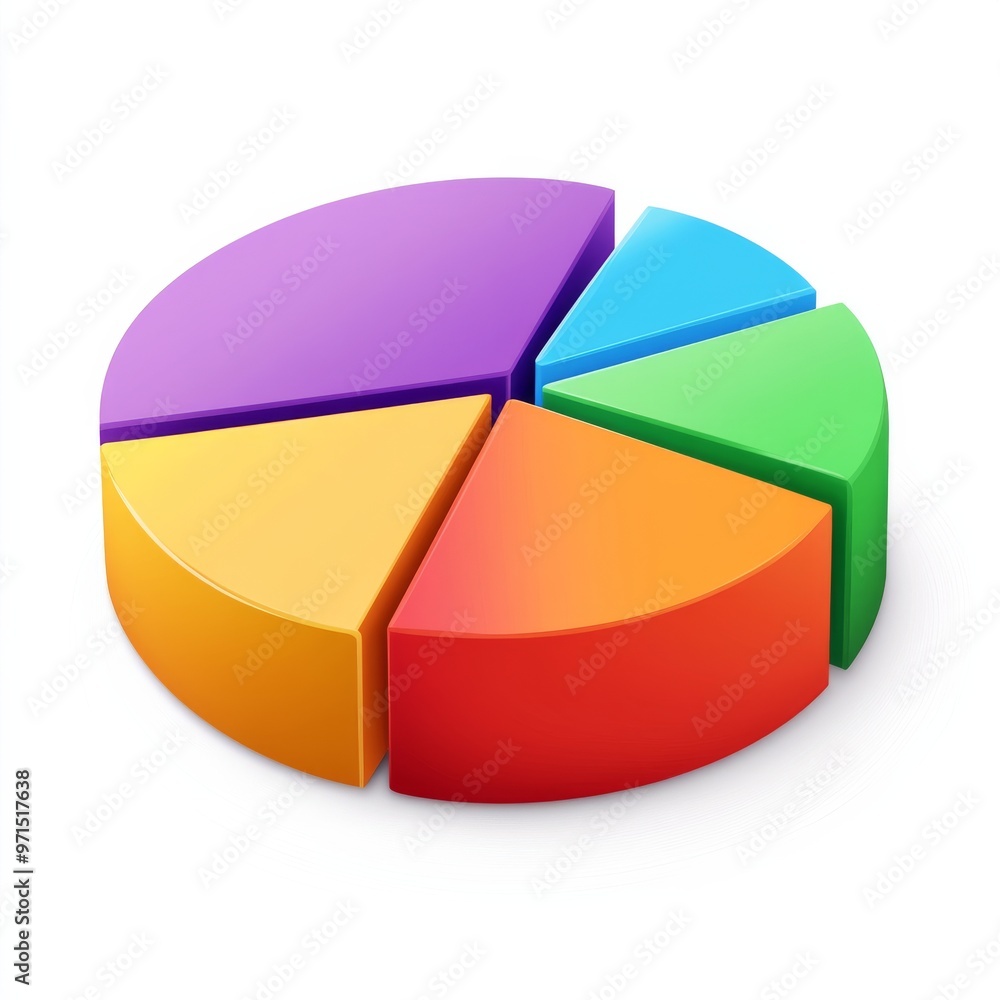 Obraz premium 3D Colorful Pie Chart, Data Visualization, Analysis, Graphic Design, Statistics