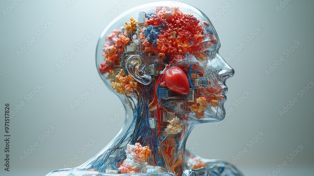 CT scan of head and body Detailed anatomy of body organs, brain, heart ...