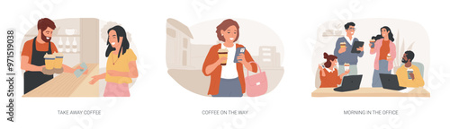 Morning coffee isolated cartoon vector illustrations se