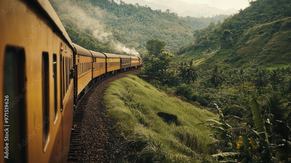 train traveling fast through rural mountain train traveling fast through rural mountain