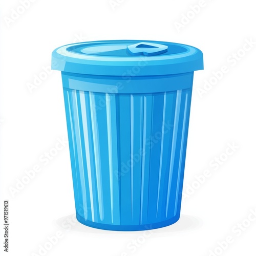 Wallpaper Mural Blue Plastic Trash Can with Lid, 3D Illustration, Waste Disposal, Recycle, Trash Can, Garbage can Torontodigital.ca