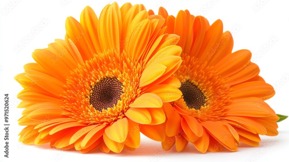Close-up of Two Vibrant Orange Gerbera Daisies, Flower, Nature, Beauty Close-up of Two Vibrant Orange Gerbera Daisies, Flower, Nature, Beauty