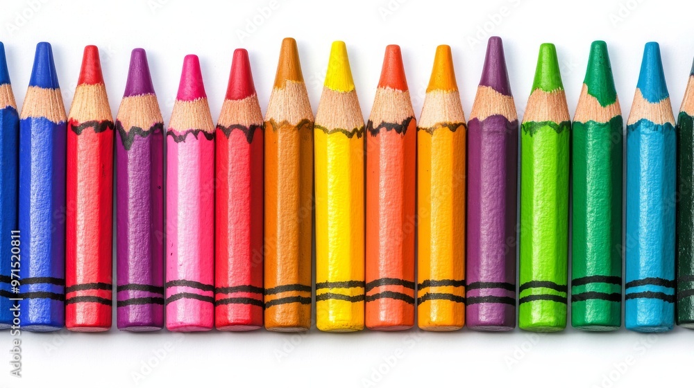 Color Pencil Rainbow Row, white background, closeup, art supplies, drawing, creativity, color Color Pencil Rainbow Row, white background, closeup, art supplies, drawing, creativity, color
