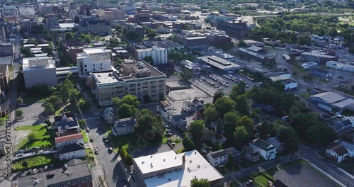 Late summer, early fall aerial, drone, video of the Scranton Pennsylvania skyline.  September 2024. photo