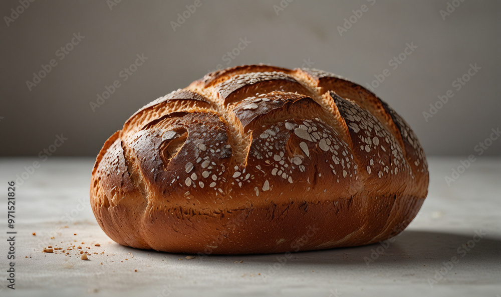 Simple Rustic Loaf of Sourdough Bread on a White Background, Celebrating Handcrafted Food Simple Rustic Loaf of Sourdough Bread on a White Background, Celebrating Handcrafted Food
