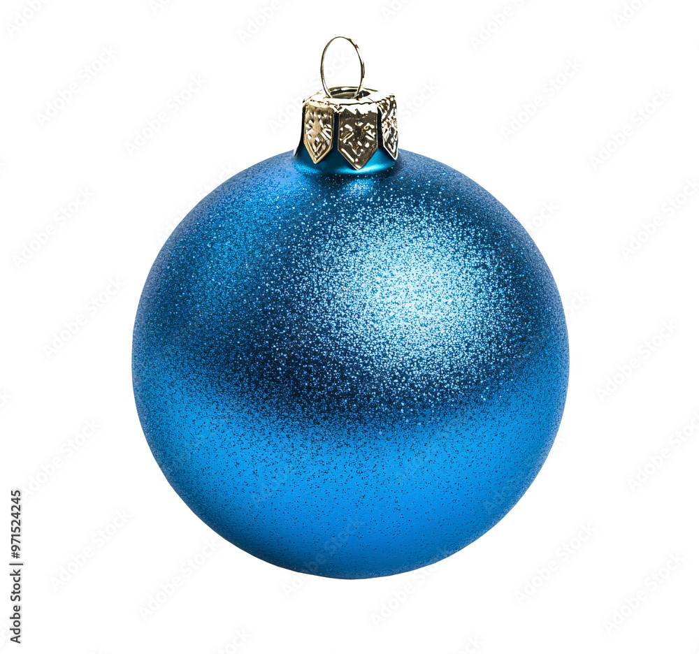 Single blue Christmas bauble ornament isolated on white or transparent background Single blue Christmas bauble ornament isolated on white or transparent background