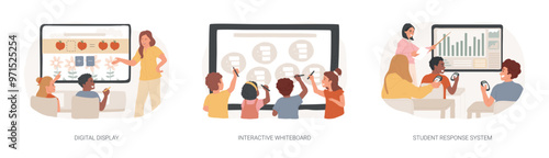 Smart classroom technology isolated cartoon vector illustrations se