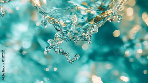  A tight shot of water bubbles against a backdrop of blue and green hues, overlapped by a softly blurred depiction of more bubbles submerged in the water