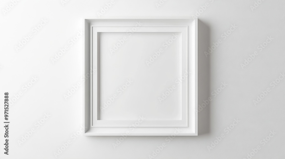 White Frame on White Wall, Minimalist, Interior Design, Empty Space, Mockup White Frame on White Wall, Minimalist, Interior Design, Empty Space, Mockup
