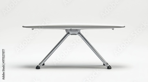 White Ironing Board with Metal Legs, Minimalist Design, Front View, Ironing board, ironing, home appliance