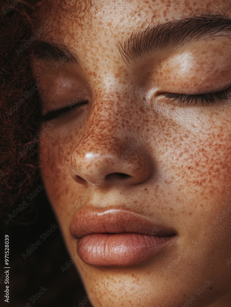 Fototapeta premium Woman's Face with Freckles Close Up