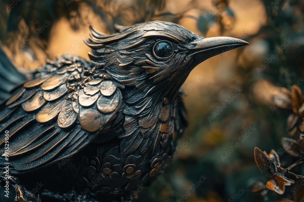Fototapeta premium Bird statue atop tree