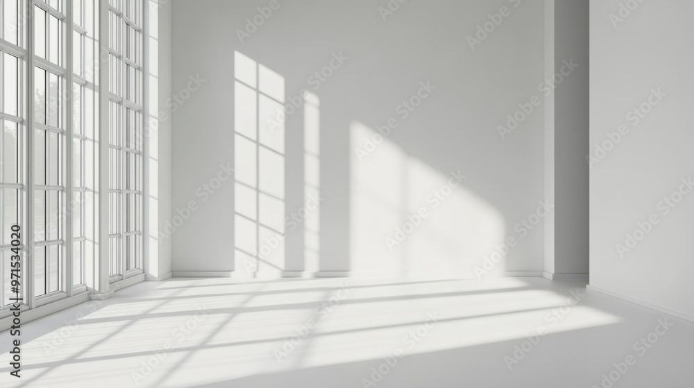 Empty room, clean white floor, white walls, generative ai Empty room, clean white floor, white walls, generative ai