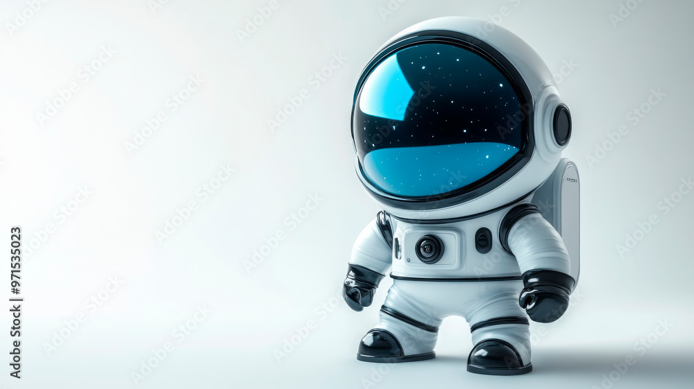 Minimalist image of a futuristic astronaut in a white space suit, isolated on a clean white background, symbolizing innovation and exploration Minimalist image of a futuristic astronaut in a white space suit, isolated on a clean white background, symbolizing innovation and exploration