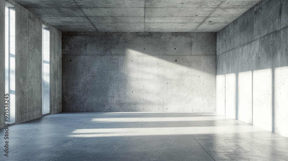 Empty room, concrete walls, minimalist style generative ai