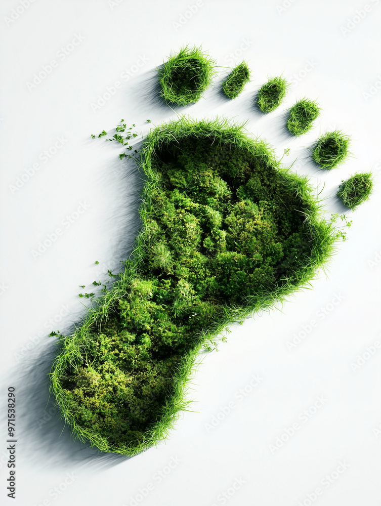 Green forest in the shape of a foot Green forest in the shape of a foot