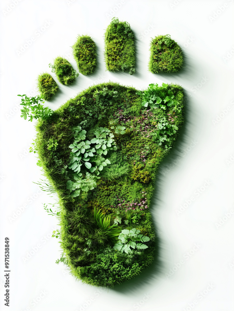 Green forest in the shape of a foot Green forest in the shape of a foot