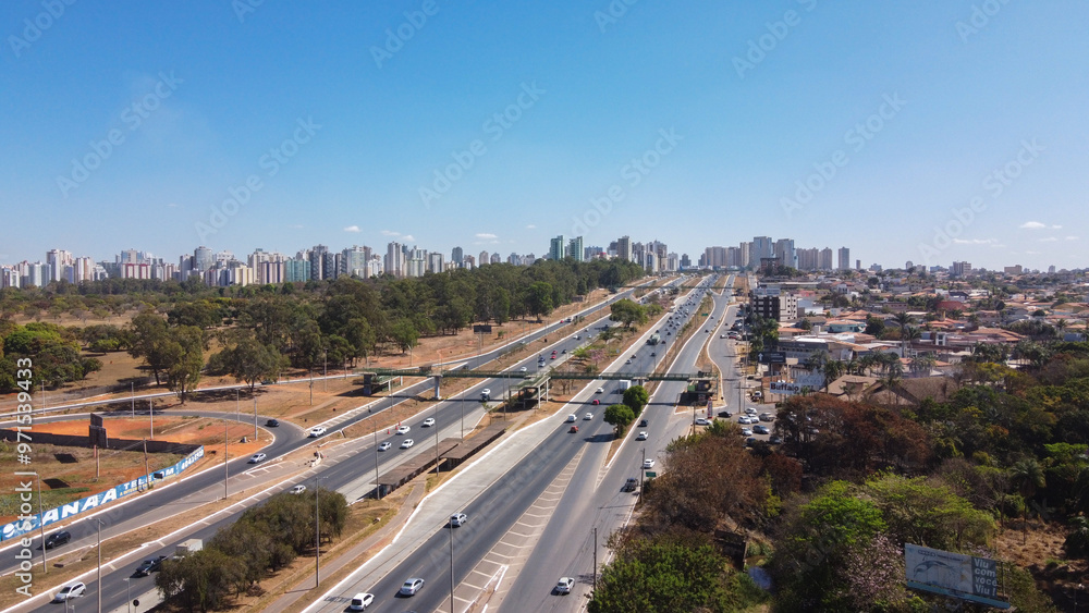 Aerial view taken by drone of the satellite city of Brasilia in Brazil. concept of city, transport, housing, construction, society. Aerial view taken by drone of the satellite city of Brasilia in Brazil. concept of city, transport, housing, construction, society.