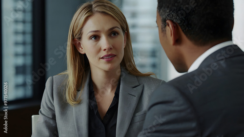 Business Professionals Sitting Together for an Interview Meeting in a Modern Office