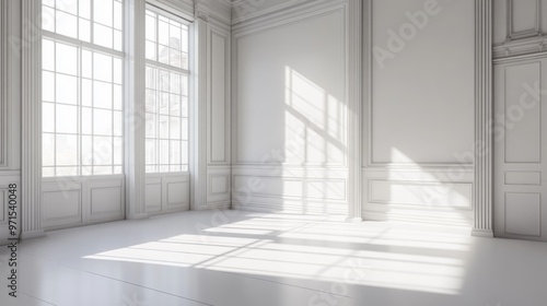 Empty room, corner view, white color, generative ai