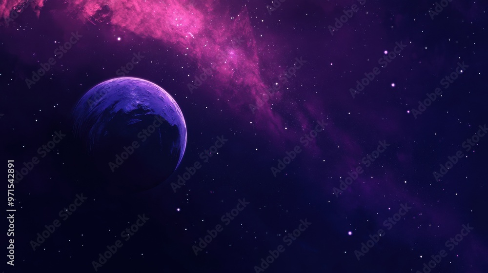 Cosmic Wonders: A Celestial Scene with a Purple Planet Cosmic Wonders: A Celestial Scene with a Purple Planet
