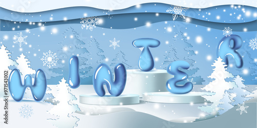 christmas card with snowflakes. WInter