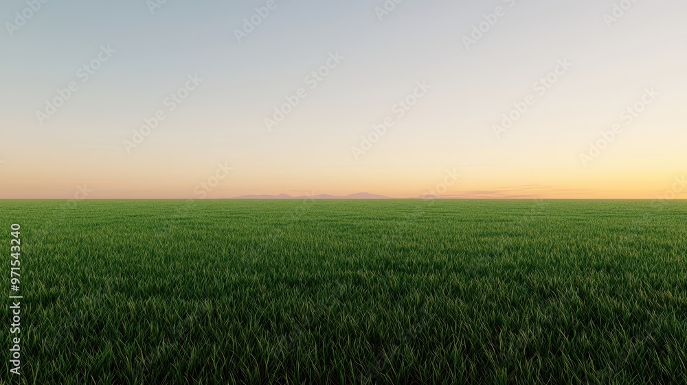 A serene landscape featuring a lush green field under a peaceful sky during sunrise, perfect for nature-themed projects. A serene landscape featuring a lush green field under a peaceful sky during sunrise, perfect for nature-themed projects.