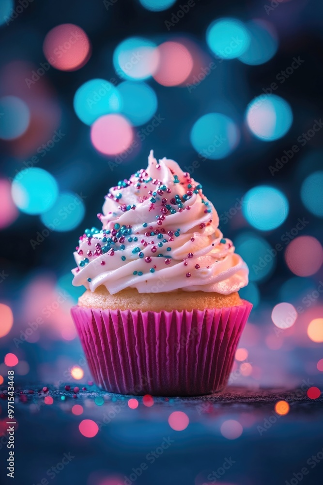Cupcake with White Frosting and Sprinkles Cupcake with White Frosting and Sprinkles