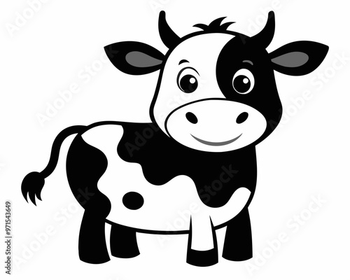 Cute Cow Character black silhouette vector