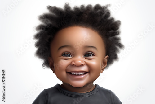 Wallpaper Mural Black baby on white background. Birth related themes. Childbirth. Africa country. African baby. Afro american baby. Image for graphic designer. Image for flyers Torontodigital.ca