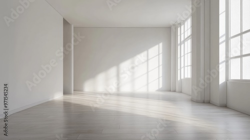Empty room, minimalist design, white walls generative ai