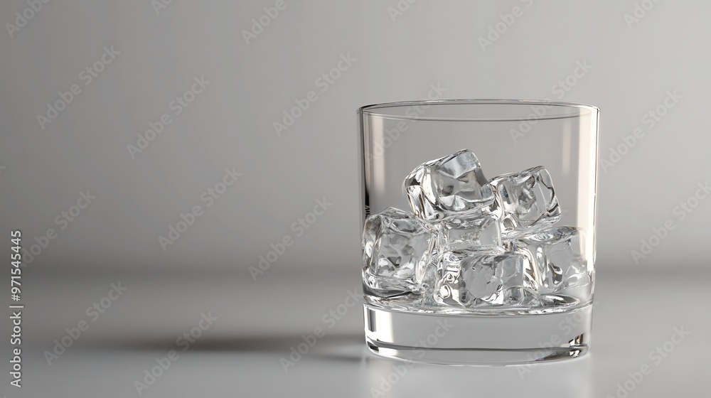 A glass of ice cubes. A glass of ice cubes.