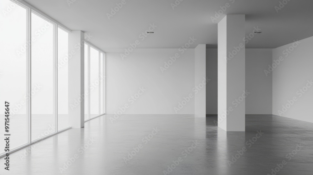 Empty room, minimalist design, white walls generative ai Empty room, minimalist design, white walls generative ai
