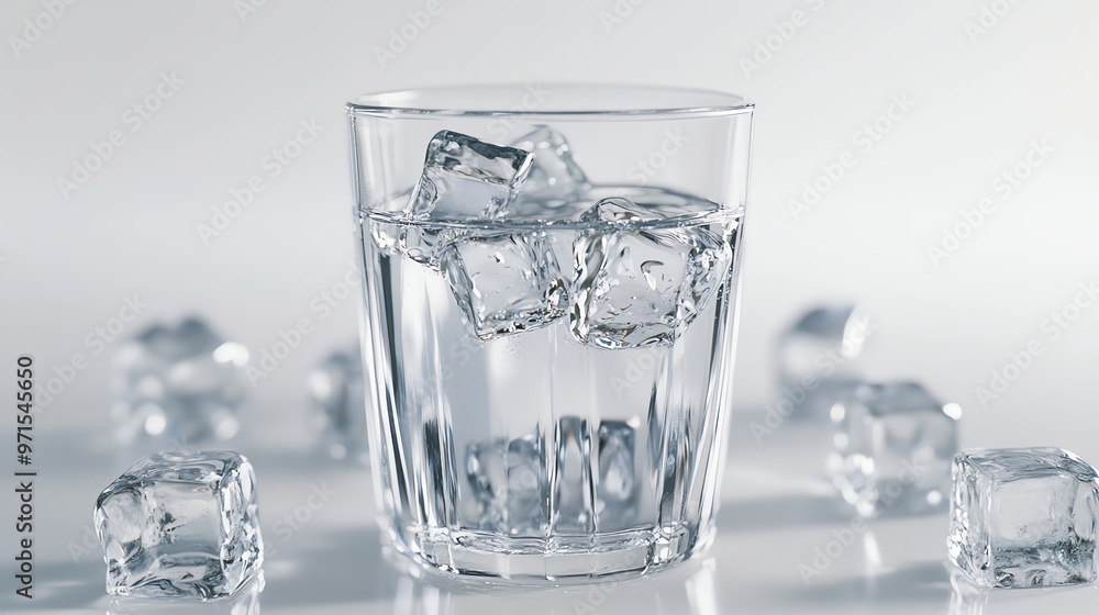 Glass of water with ice cubes. Glass of water with ice cubes.
