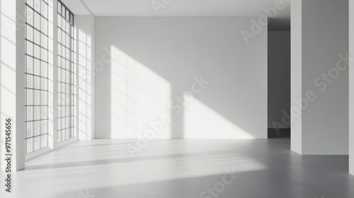 Empty room, minimalist design, white walls generative ai
