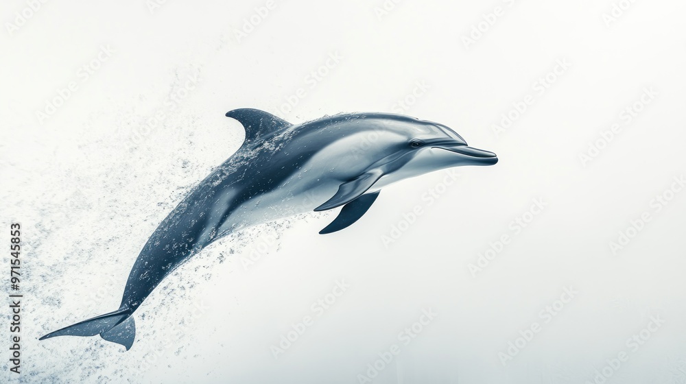 A Dolphin Leaps Through the Water, Splashing and Creating a Trail of Bubbles A Dolphin Leaps Through the Water, Splashing and Creating a Trail of Bubbles