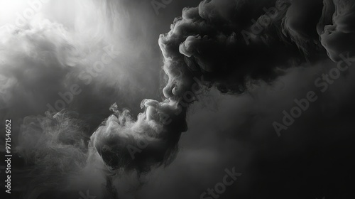 Abstract Black and White Smoke Swirls