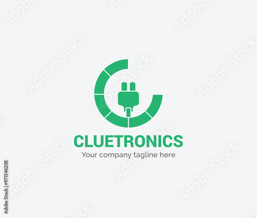 C Letter Electronic Company logo. C Letter Electric plug in logo design vector template. Vector typeface for energy cables, wire electric company identity, Flat Vector Logo Design Template Element.