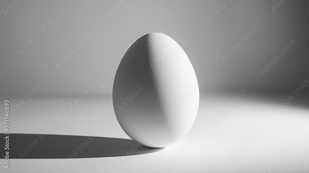 A Single White Egg on a White Surface A Single White Egg on a White Surface