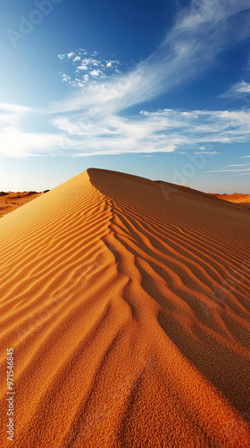 A stunning sand dune in Simpson Desert with wind patterns