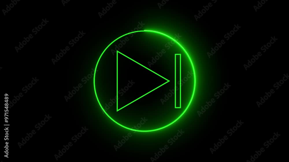 A glowing green neon triangle on a black background. The circle has rounded edges and emits a soft light. A glowing green neon triangle on a black background. The circle has rounded edges and emits a soft light.