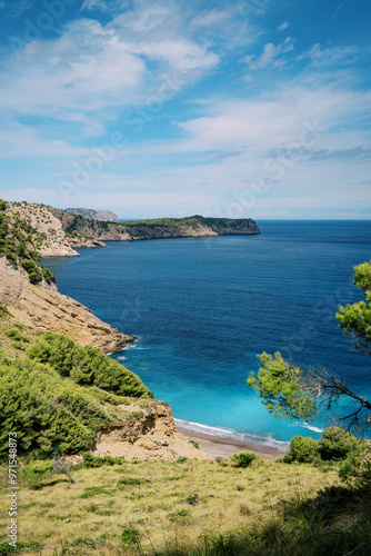 View of the coast of the Balearic Sea, Coll Baix Mallorca Spain photo