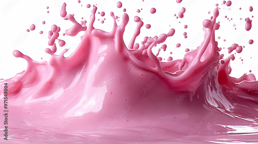 A vibrant splash of pink liquid, showcasing dynamic movement and texture. A vibrant splash of pink liquid, showcasing dynamic movement and texture.