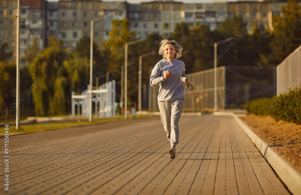Senior running woman, cheerful attractive healthy slim old lady happy to run outdoor, working out in sports session, smiling, keeping fit, doing sports in city street to enjoy good weather time Senior running woman, cheerful attractive healthy slim old lady happy to run outdoor, working out in sports session, smiling, keeping fit, doing sports in city street to enjoy good weather time