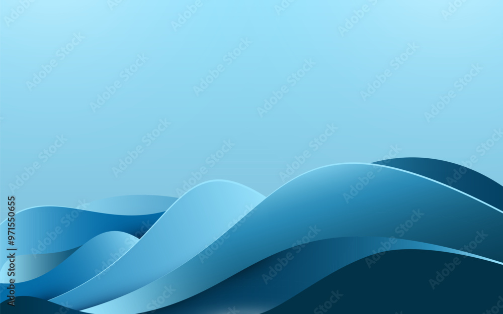 Obraz premium Abstract vector background featuring a stylish blue wave with lighter blue shades and smooth curves. Ideal for brochures, websites, mobile apps, and leaflets, it provides a sleek, modern backdrop.