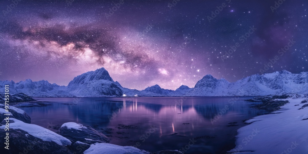 Naklejka premium Mountain Range with Lake