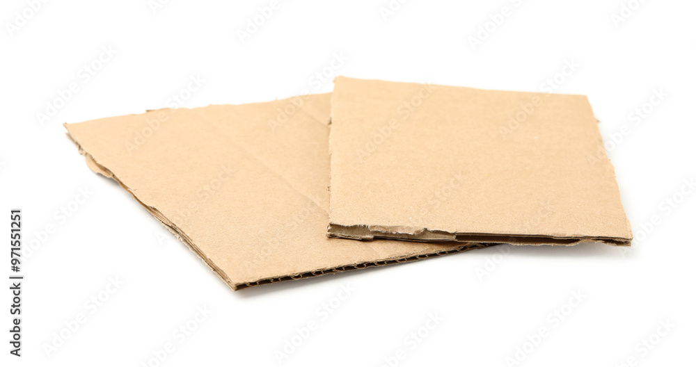 Pieces of brown cardboard isolated on white Pieces of brown cardboard isolated on white