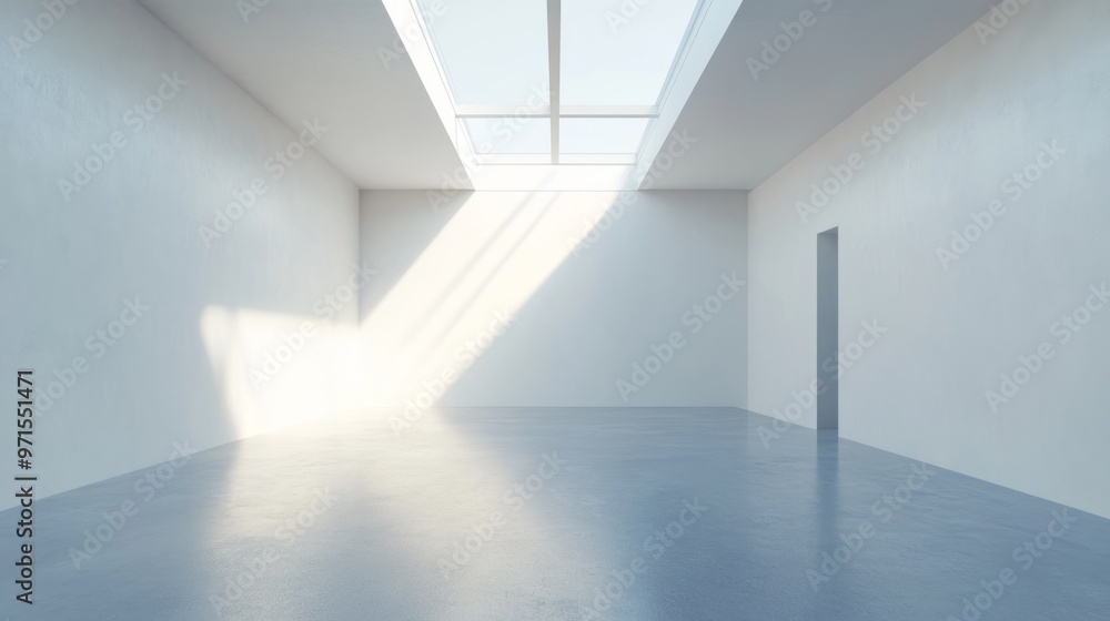 Obraz premium Empty room, skylight, white walls, generative ai
